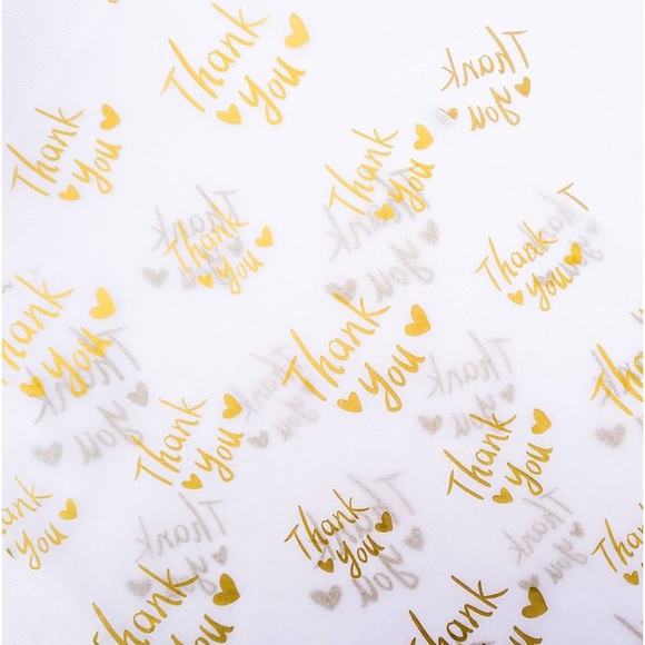NEW⭐️ 100 sheets of tissue paper- White with gold foil thank you - Picture 3 of 4
